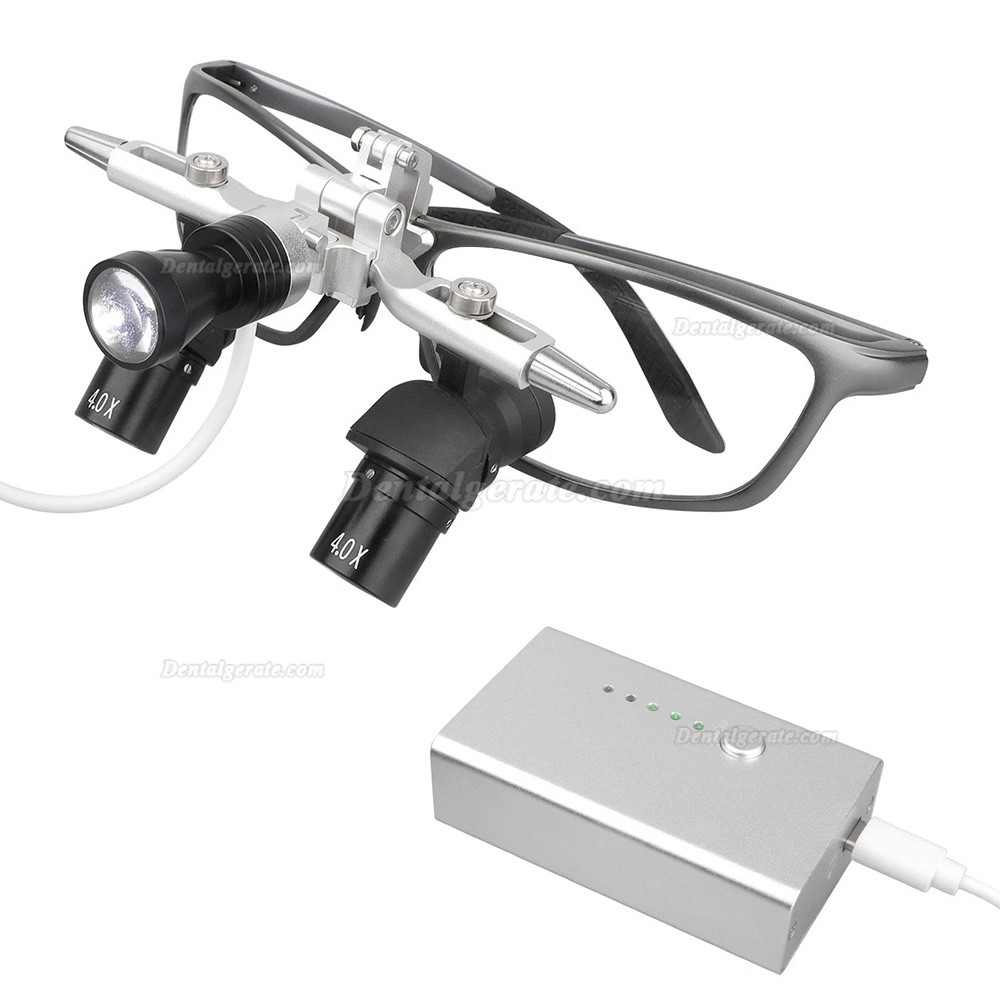 4.0X 48&deg; Dental Ergonomic Lupenbrille mit Einstellbarem Pupillenabstand und 5 W LED-Licht